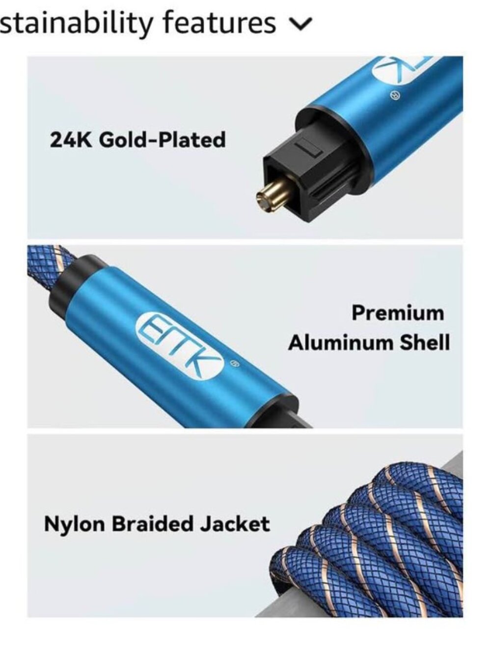 Optical Audio Cable 6.6ft/2m - Picture 3 of 4